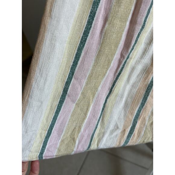 O'Neill Pastel Stripes Mini Dress L Lace-Up Front V-Neck Woven Tank Smocked Back - Picture 13 of 13